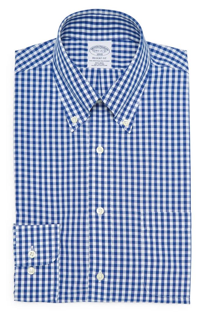 Regent Fit Check Cotton Button-Down Shirt商品第1张图片规格展示