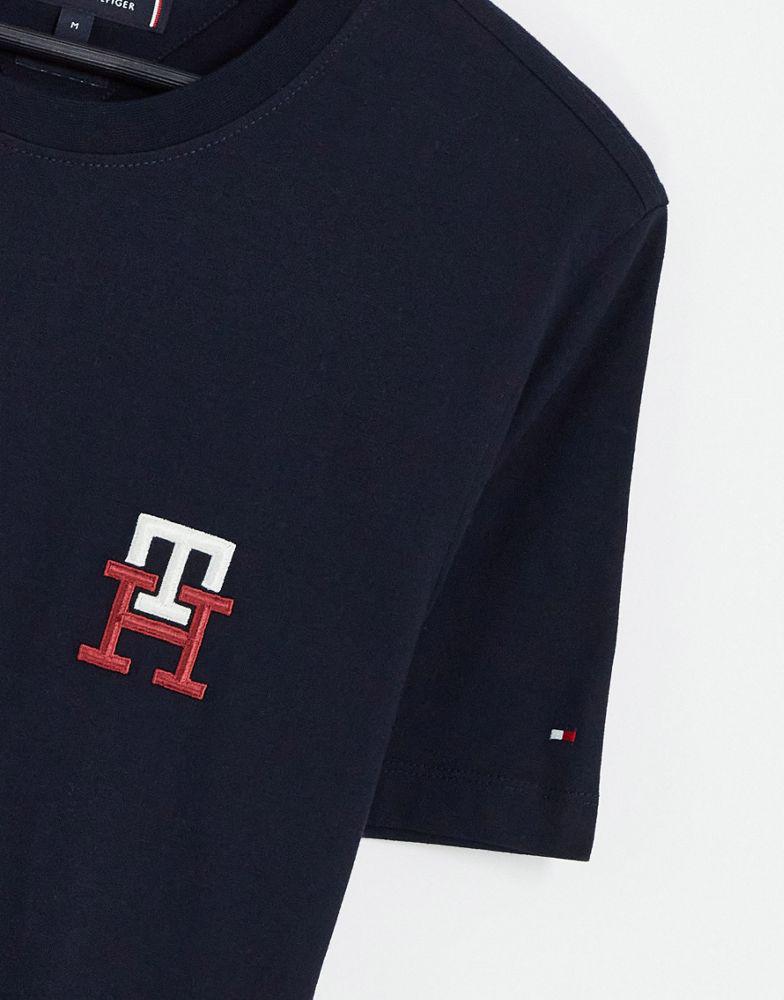 Tommy Hilfiger essential monogram logo t-shirt in navy商品第4张图片规格展示