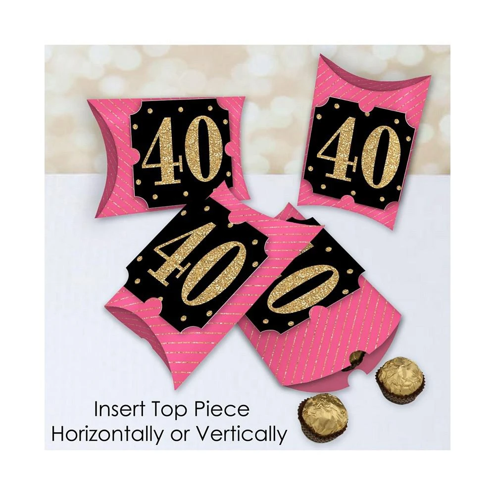 商品Big Dot of Happiness|Chic 40th Birthday - Pink, Black, and Gold - Favor Gift Boxes - Birthday Party Large Pillow Boxes - Set of 12,价格¥127,第3张图片详细描述