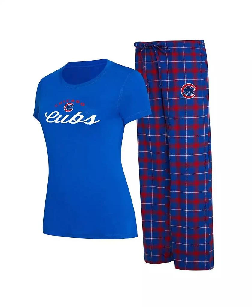 商品Concepts Sport|Women's Royal, Red Chicago Cubs Arctic T-shirt and Flannel Pants Sleep Set,价格¥410,第1张图片