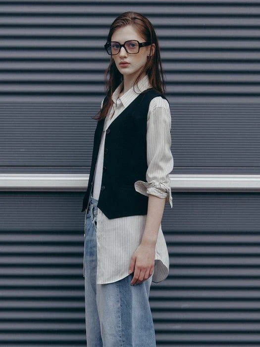 [Drama Signature] Cropped Button Down Vest 商品