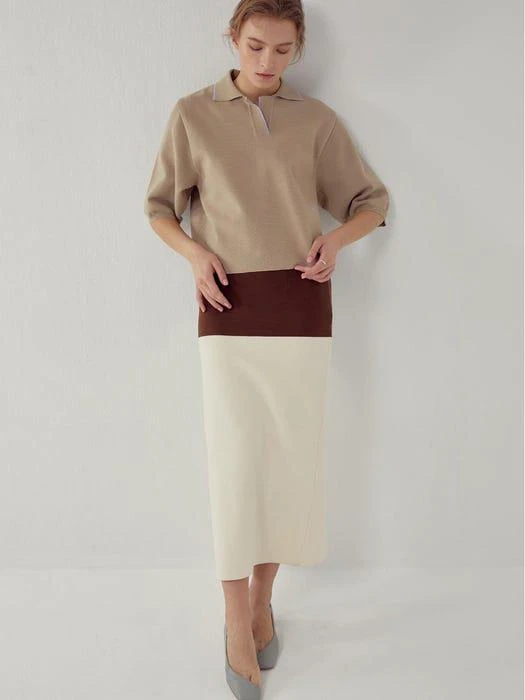 [FRONTROW X RECTO.] Color-block Knit Skirt 商品