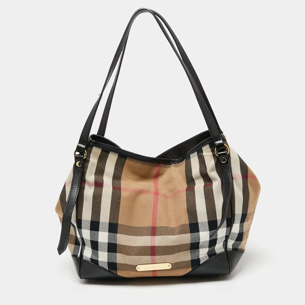 商品[二手商品] Burberry|Burberry Black/Beige House Check Canvas and Leather Small Canterbury Tote,价格¥2746,第1张图片