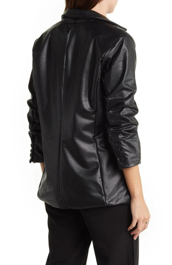 商品Democracy|Ruched Elbow Sleeve Faux Leather Blazer,价格¥127,第2张图片详细描述