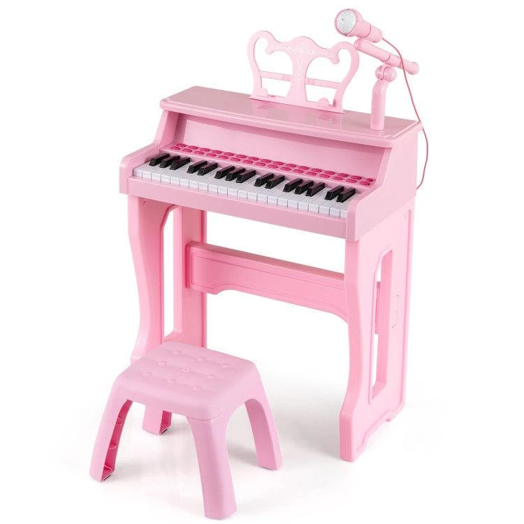 商品Hivvago|37 Keys Music Piano with Microphone Kids Piano Keyboard with Detachable Music Stand,价格¥596,第1张图片