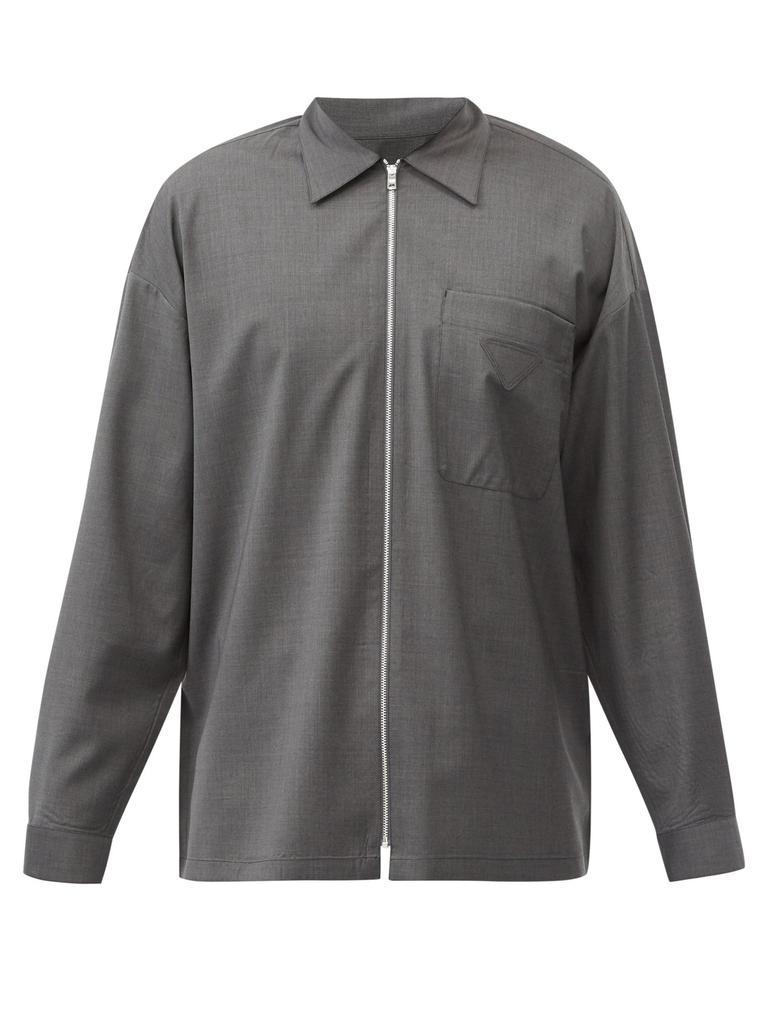 商品Prada|Zip-through wool-twill shirt,价格¥6535,第1张图片