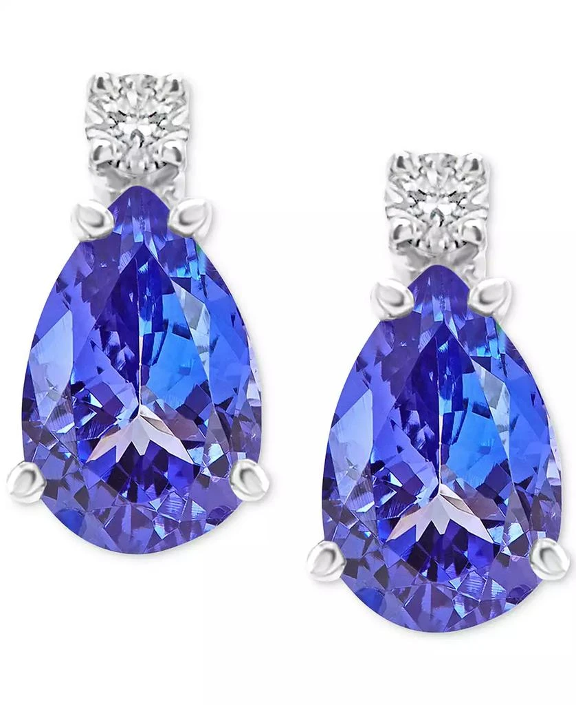 商品Macy's|Tanzanite (3/4 ct. t.w.) & Diamond Accent Stud Earrings in 14k White Gold,价格¥1439,第1张图片