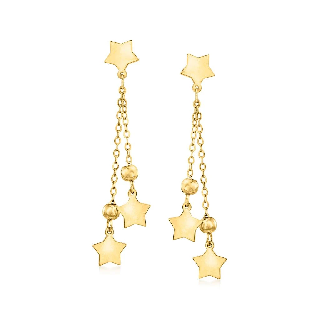 商品Ross-Simons|Italian 14kt Yellow Gold Star and Bead Drop Earrings,价格¥1264,第1张图片