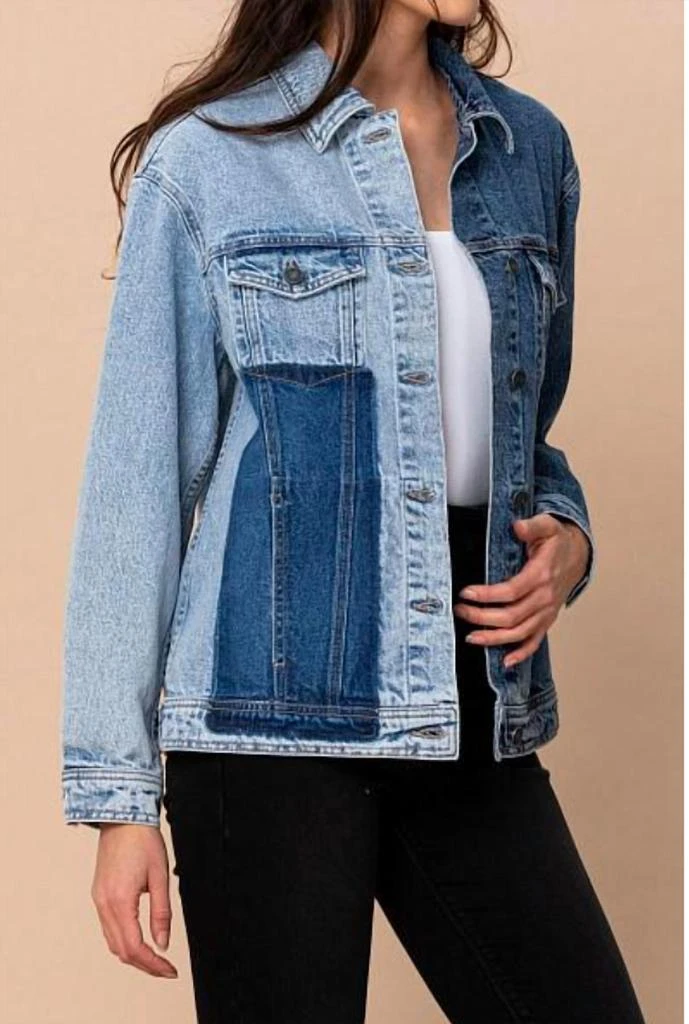 商品HIDDEN|Women's Patch Oversized Denim Jacket In Light Blue,价格¥438,第2张图片详细描述