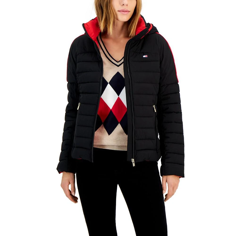 商品Tommy Hilfiger|Women's Hooded Packable Logo Coat,价格¥704,第3张图片详细描述