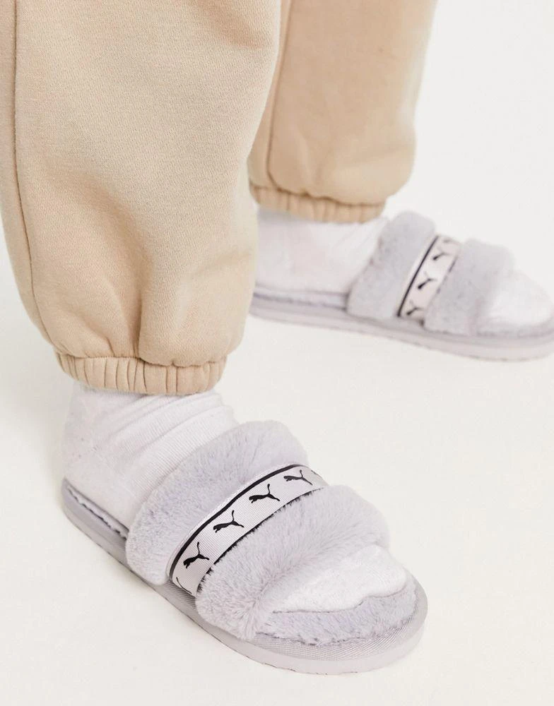 商品Puma|Puma Fluff slider slippers in grey,价格¥189,第3张图片详细描述