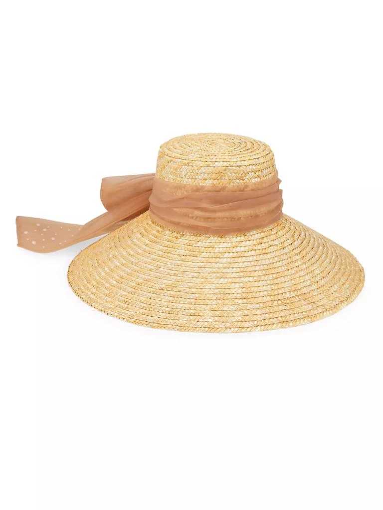 商品Eugenia Kim|Mirabel Faux Pearl-Embellished Ribbon Straw Hat,价格¥1857,第1张图片