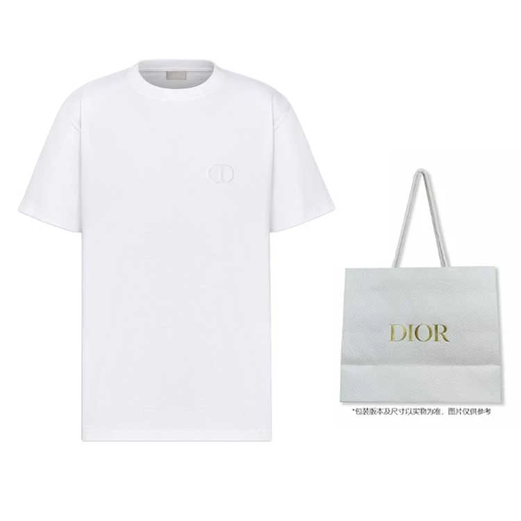商品[国内直发] Dior|迪奥 SS22 纯色Logo刺绣休闲圆领短袖T恤 男款 白色,价格¥4598,第6张图片详细描述