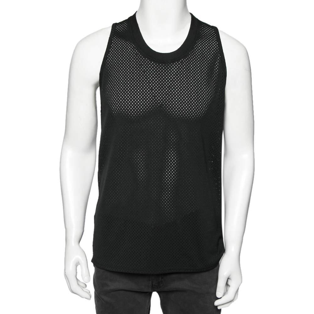 商品[二手商品] Fear of god|Fear of God Black Perforated Knit Sleeveless T-Shirt S,价格¥1857,第1张图片