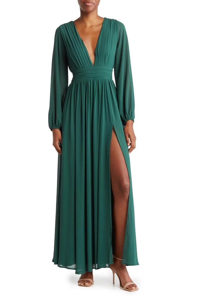 商品Love by Design|Iris Plunge Neck Long Sleeve Maxi Dress,价格¥156,第1张图片