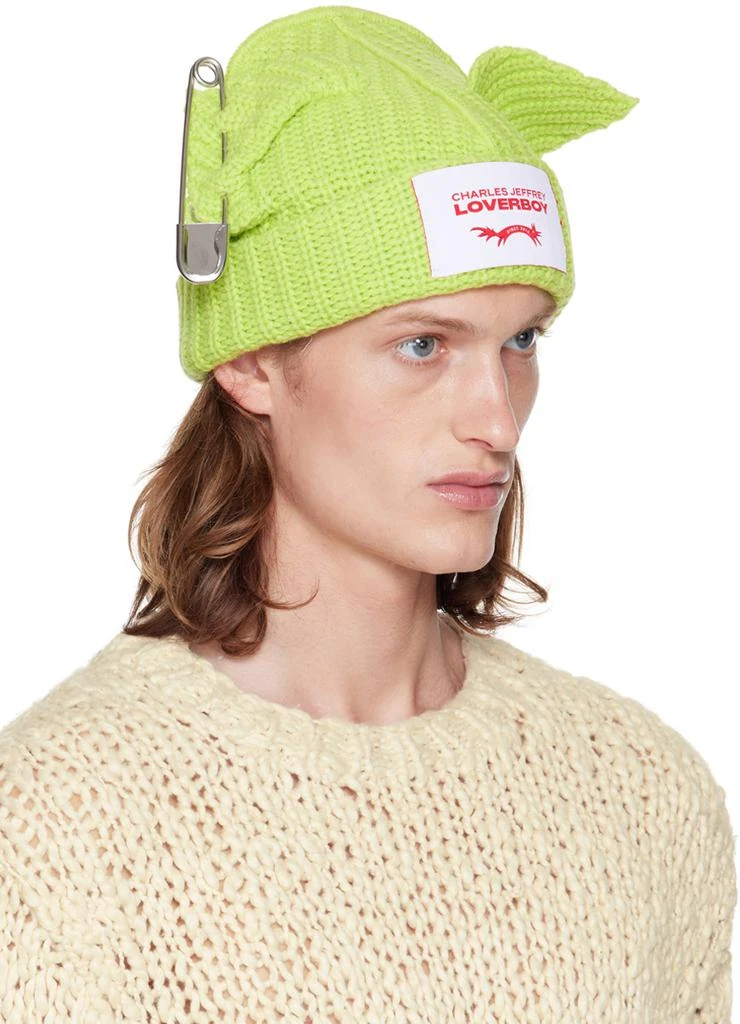 商品Charles Jeffrey Loverboy|Green Chunky Punk Ears Beanie,价格¥1373,第2张图片详细描述