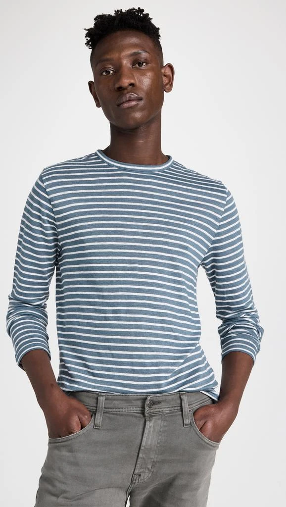 商品Vince|Vince Stripe Linen Long Sleeve Crew Neck Tee,价格¥1452,第2张图片详细描述