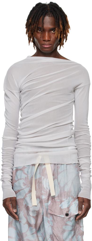 正規 DRIES VAN NOTEN Sheer Draped T-shirt 332b5ffb-84e5-3a2c-bc62-