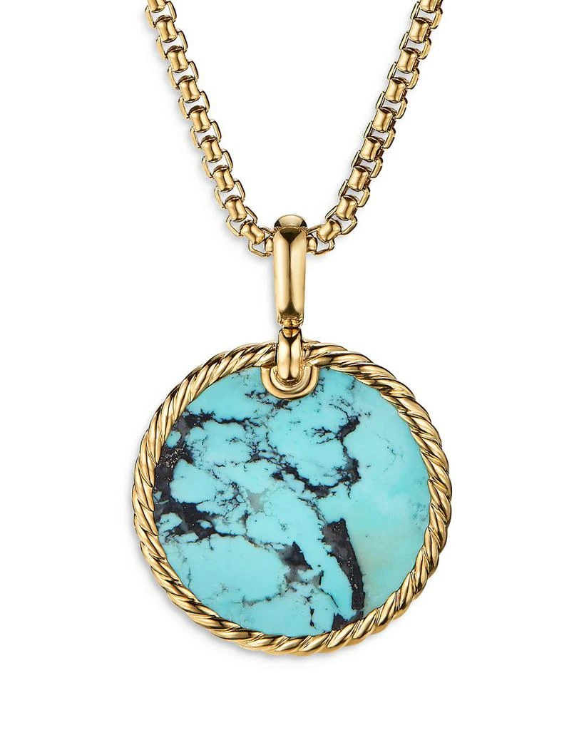 商品David Yurman|Small Cable Disc Amulet in 18K Yellow Gold with Turquoise,价格¥28030,第1张图片