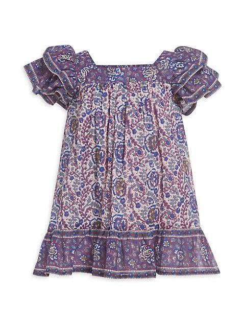 Little Girl's & Girl's Rosita Border Print Dress商品第1张图片规格展示