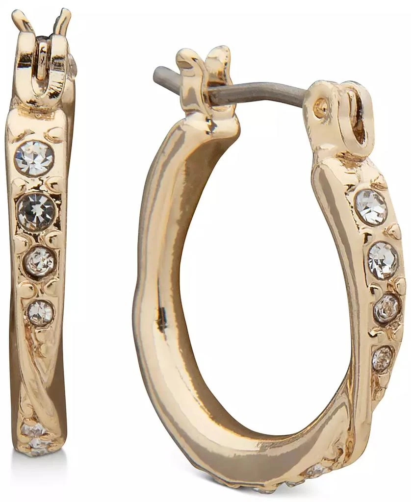 商品Anne Klein|Gold-Tone Small Pavé Twist Hoop Earrings, 0.62",价格¥90,第1张图片