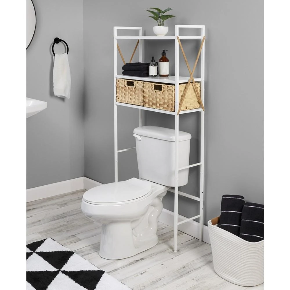 Decorative Over The Toilet Space Saver with Woven Baskets 商品