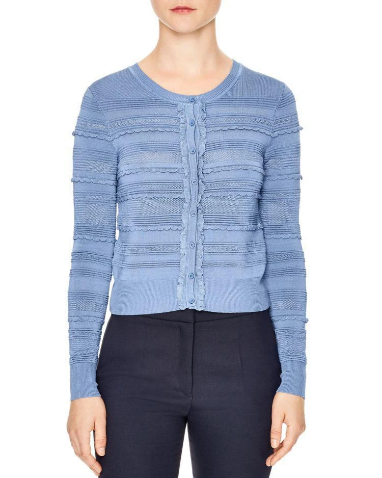 商品Sandro|Barba Ruffle Trim Cardigan,价格¥1203,第1张图片
