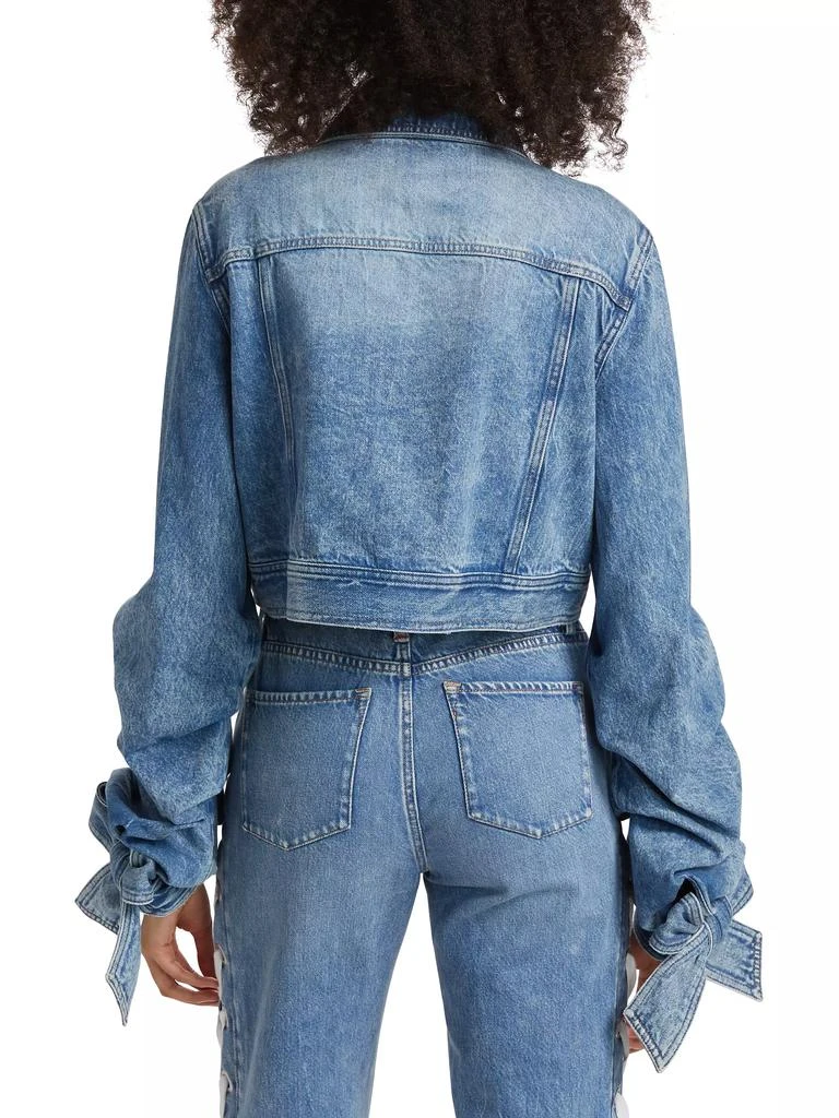 商品Alice + Olivia|Bow-Cuff Cropped Denim Jacket,价格¥2960,第5张图片详细描述