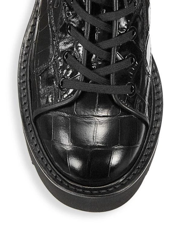 商品Stuart Weitzman|Ryder Ultralift Croc-Embossed Leather Combat Boots,价格¥1147,第4张图片详细描述