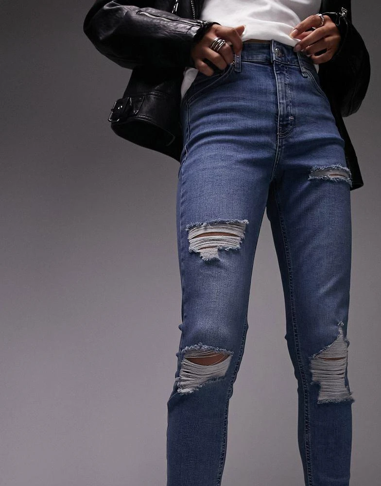 商品Topshop|Topshop Jamie jean with rip in mid blue,价格¥186,第1张图片