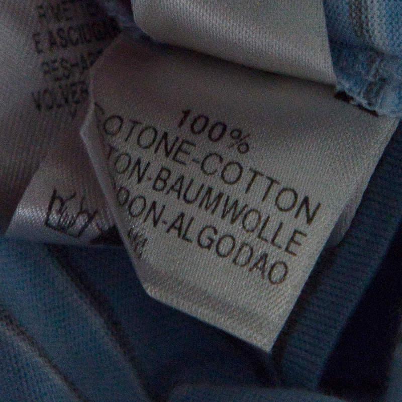 Ermenegildo Zegna Sky Blue Striped Cotton Contrast Collar Polo T-Shirt XXL商品第7张图片规格展示