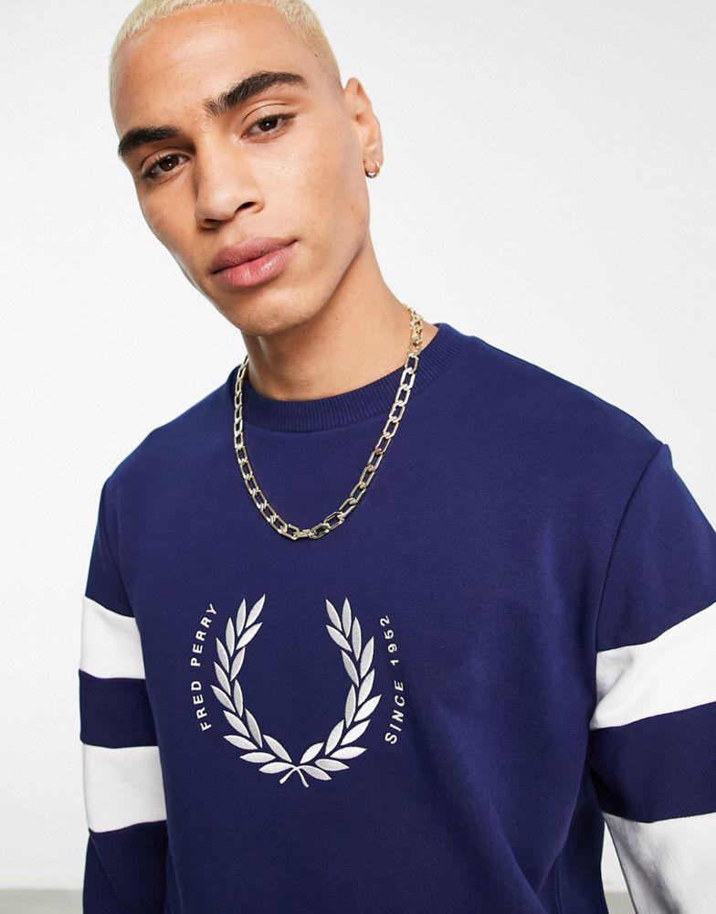 商品Fred Perry|Fred Perry bold tipped sweatshirt in navy,价格¥872,第5张图片详细描述