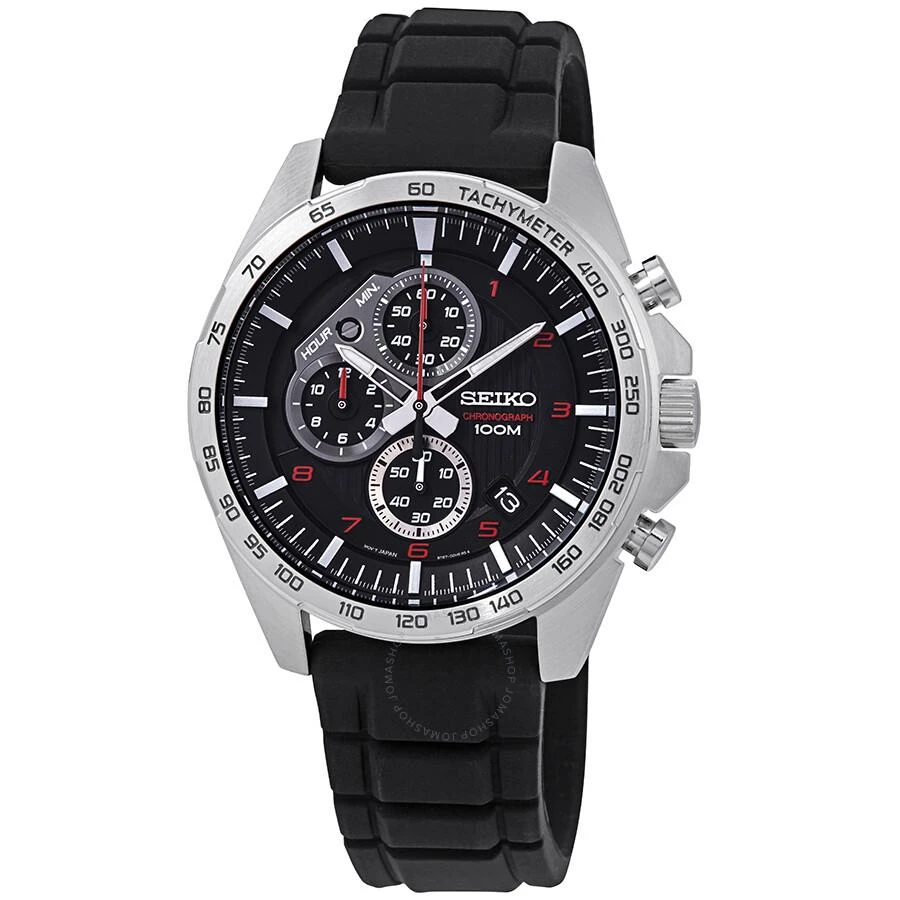 商品Seiko|Chronograph Black Dial Black Rubber Men's Watch SSB325P1,价格¥850,第1张图片