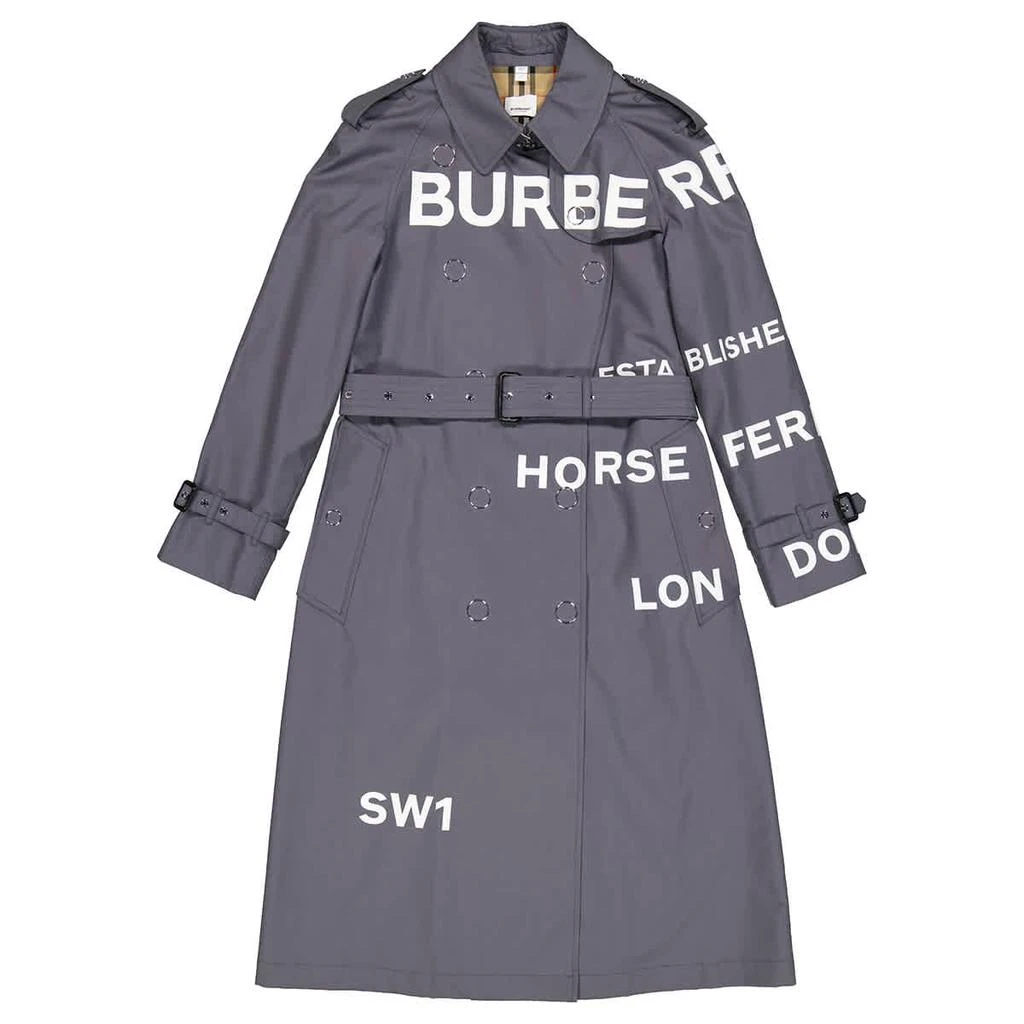 商品Burberry|Ladies Wharfbridge Horseferry Print Cotton Gabardine Trench Coat In Mid Grey,价格¥15164,第1张图片