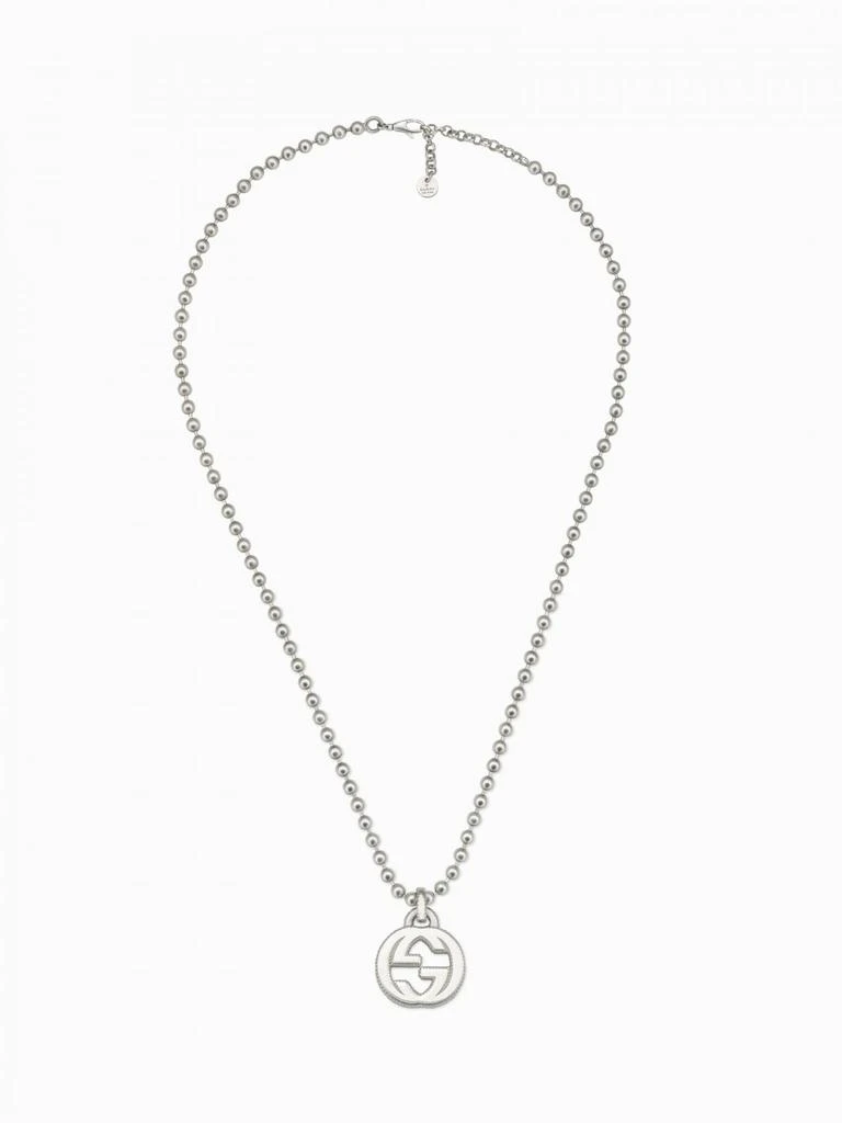 商品Gucci|Interloking Gucci necklace in silver with GG pendant and ball chain,价格¥3038,第1张图片