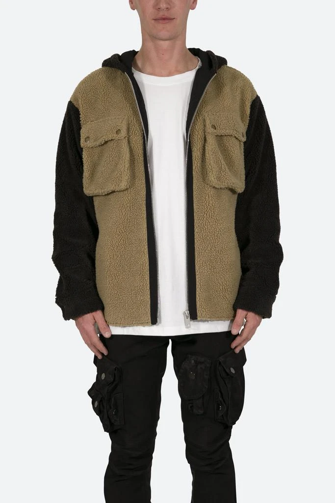 商品MNML|Two Tone Sherpa Zip Up Hoodie - Brown,价格¥668,第1张图片