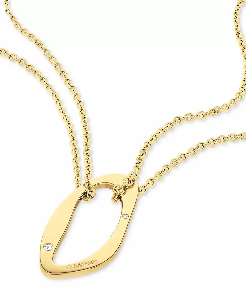 商品Calvin Klein|Gold-Plated Stainless Steel Pavé Sculptural Pendant Necklace, 18" + 2" extender,价格¥600,第2张图片详细描述