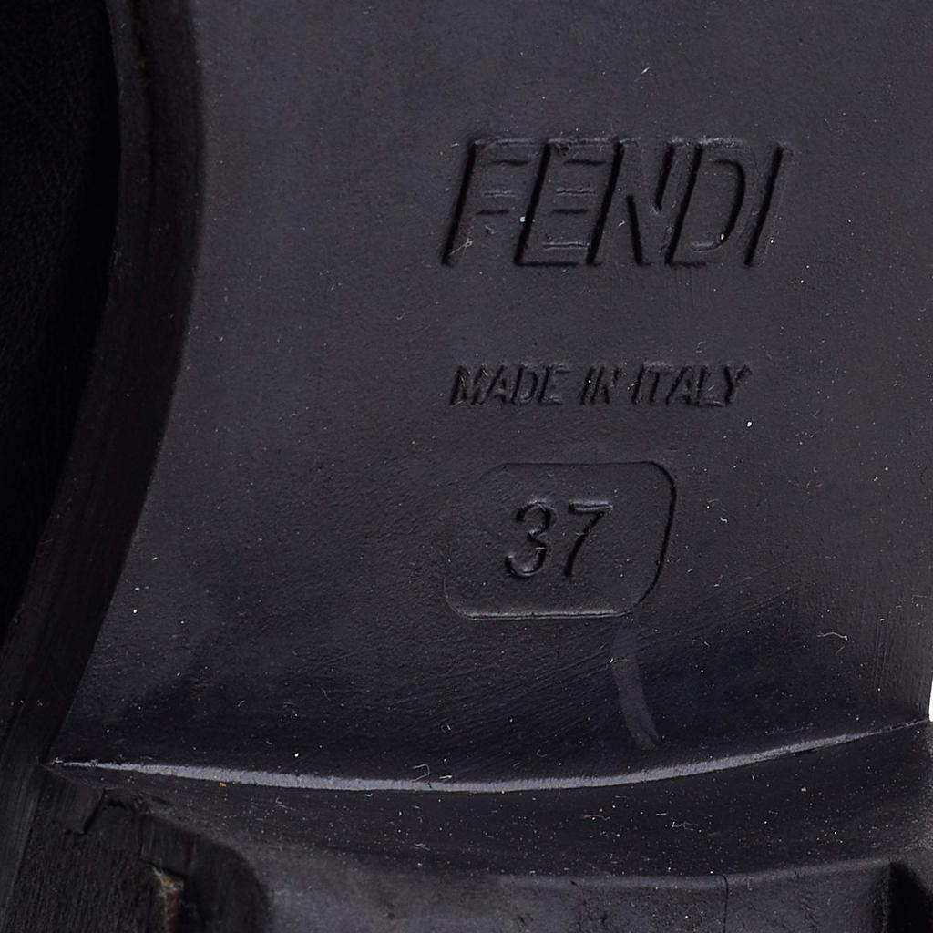 Fendi Black Leather Combat Ankle Boots Size 37商品第8张图片规格展示