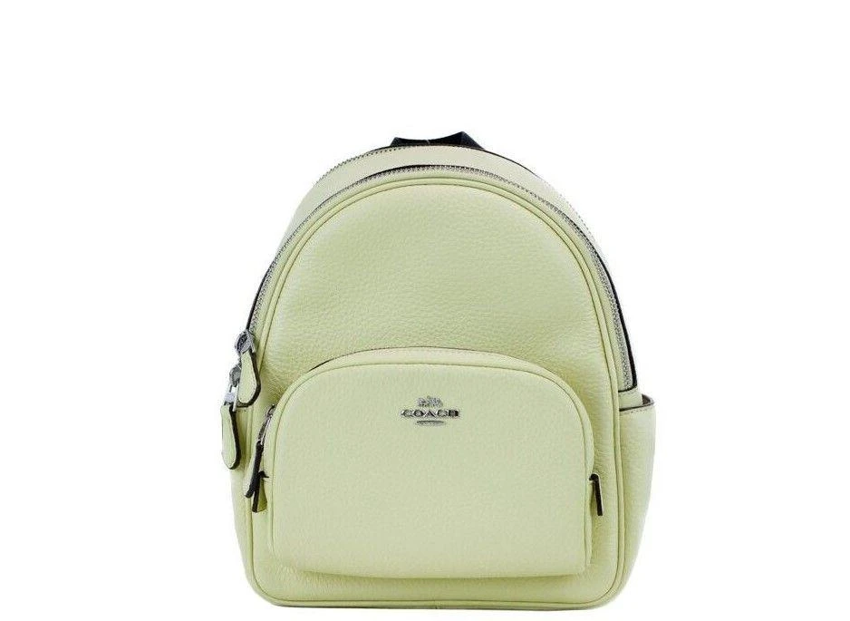 商品Coach|COACH Mini Court Pale Lime Pebbled Leather Shoulder Backpack Bag,价格¥2410,第1张图片