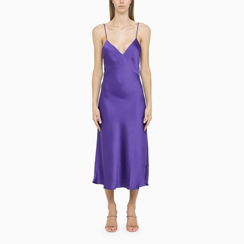 商品THE ANDAMANE|THE ANDAMANE Iris-coloured satin midi slip dress,价格¥2386,第1张图片