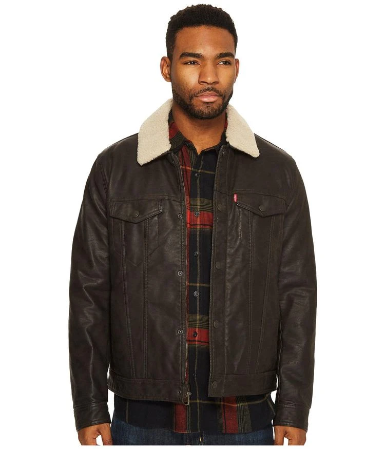 商品Levi's|Faux Leather Trucker with Sherpa Collar and Polytwill Lining,价格¥720,第1张图片