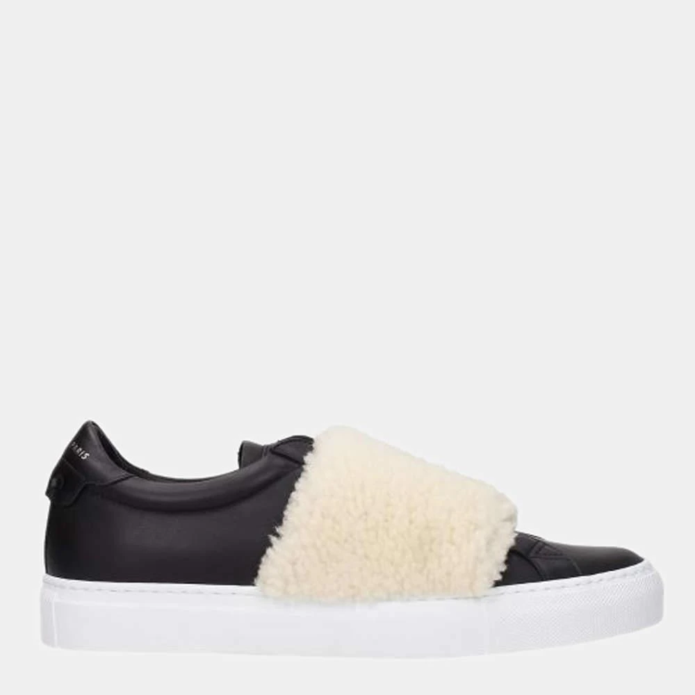 商品Givenchy|Givenchy Black/Beige Leather and Shearling Urban Street Sneakers  Size US 10 EU 43,价格¥3165,第1张图片