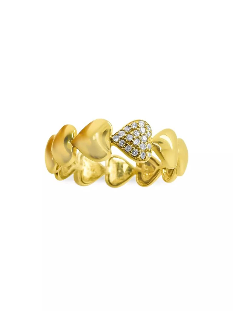 商品Meira T|14K Yellow Gold &amp; 0.07 TCW Diamond Puffy Heart Ring,价格¥4204,第1张图片