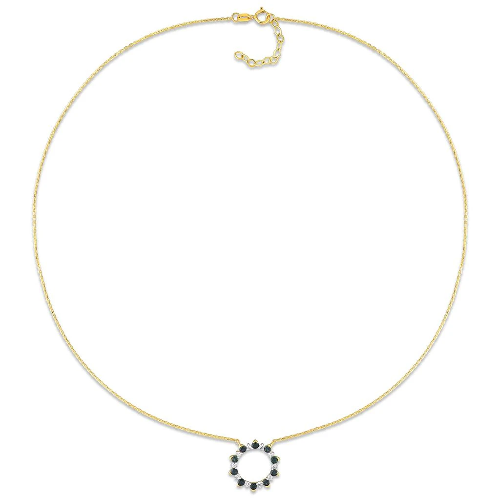 5/8ct TGW Blue Sapphire and 1/6ct TDW Diamond Pendant with Chain in 10k Yellow Gold - 16.5 in 商品