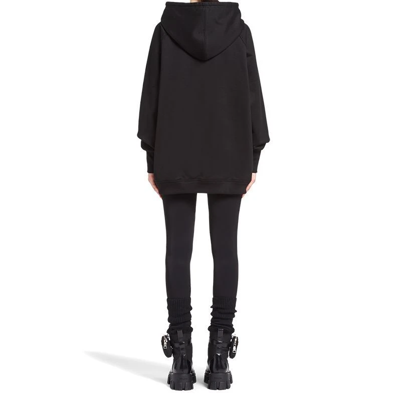 商品Prada|【预售3-7天】普拉达  女士黑色大廓形棉质连帽衫卫衣138572_1ZT7_F0967_S_202,价格¥9549,第6张图片详细描述