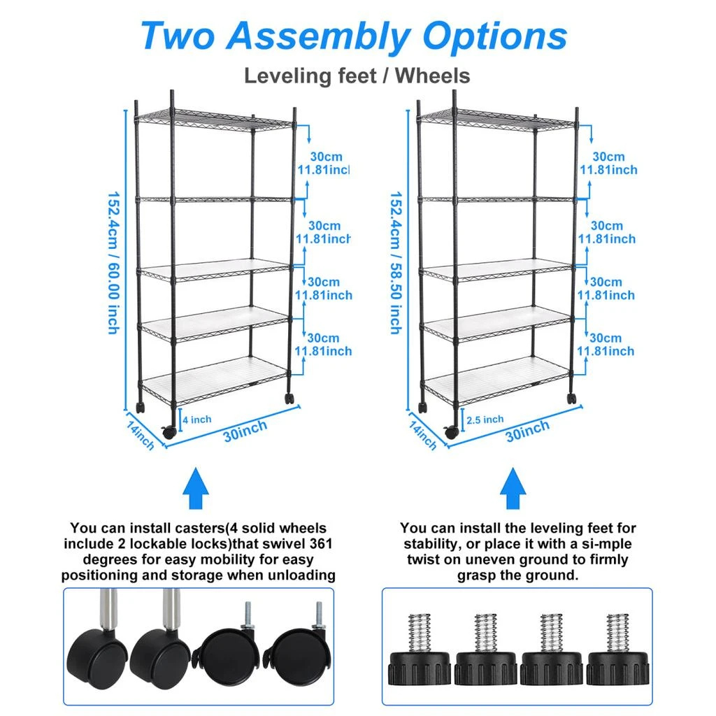 商品Simplie Fun|5 Tier Shelf Wire Shelving Unit,价格¥1294,第5张图片详细描述