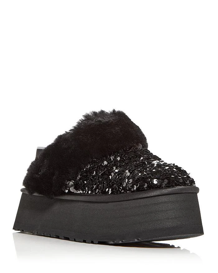 商品UGG|Women's Funkette Chunky Sequin & Shearling Slingback Platform Slippers,价格¥624,第1张图片