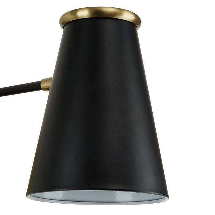 Modern 13" Matte Black Plug In Wall Sconce with Antique Brass Accents and Cord Covers 商品