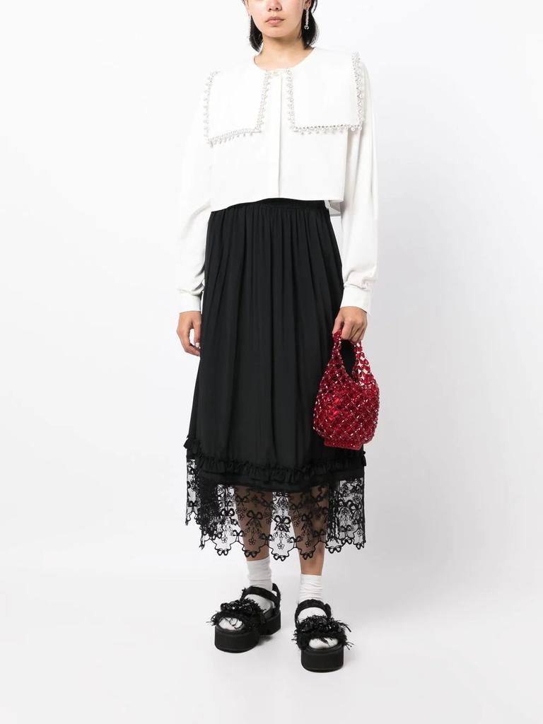 SIMONE ROCHA WOMEN ELASTICATED MAXI SKIRT W/ LACE TRIM商品第3张图片规格展示