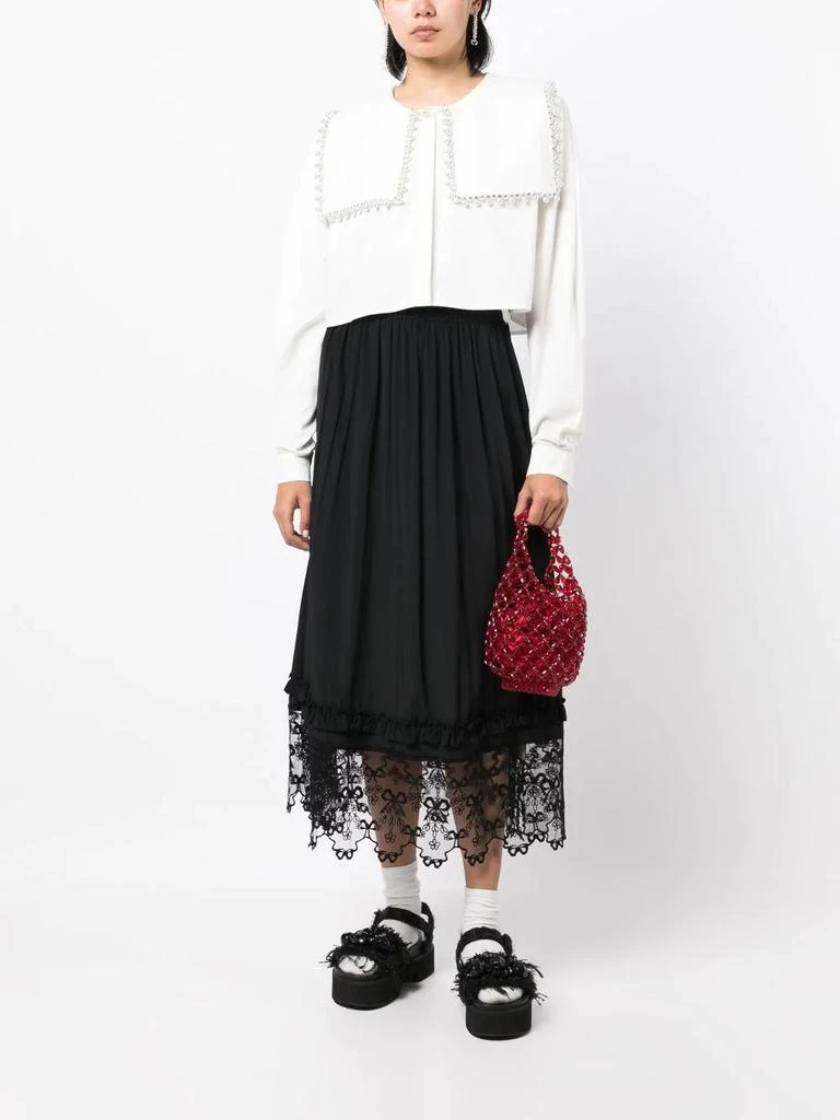 商品Simone Rocha|SIMONE ROCHA WOMEN ELASTICATED MAXI SKIRT W/ LACE TRIM,价格¥2371,第3张图片详细描述